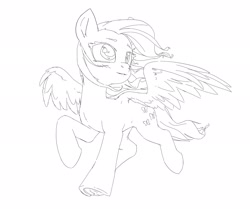 Size: 2254x1882 | Tagged: safe, artist:bunchedupletters, imported from derpibooru, fluttershy, pegasus, pony, black and white, female, grayscale, lineart, mare, monochrome, partially open wings, solo, windswept mane, wings