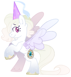 Size: 1280x1392 | Tagged: safe, artist:rohans-ponies, imported from derpibooru, princess tiffany, pegasus, pony, g1, g1 to g4, g4, generation leap, hat, party hat, simple background, solo, transparent background