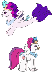 Size: 1914x2616 | Tagged: safe, artist:supahdonarudo, imported from derpibooru, queen novo, hippogriff, hybrid, merpony, sea pony, seapony (g4), series:novoember, my little pony: the movie, bow, crown, duality, female, g1, g4, g4 to g1, generation leap, jewelry, regalia, simple background, style emulation, transparent background