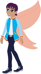 Size: 338x605 | Tagged: safe, artist:selenaede, artist:user15432, imported from derpibooru, fairy, human, equestria girls, barely eqg related, base used, belt, clothes, crossover, equestria girls style, equestria girls-ified, fairy wings, fairyized, jacket, jae the boy band fairy, orange wings, pants, rainbow magic (series), shoes, sneakers, solo, varsity jacket, wings