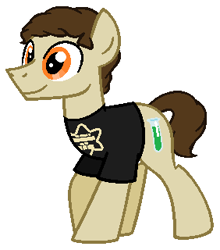 Size: 282x320 | Tagged: safe, artist:vgc2001, imported from derpibooru, earth pony, pony, atom, clothes, flask, male, marvel, peter parker, ponified, shirt, simple background, solo, spider-man, spiderman homecoming, stallion, t-shirt, tom holland, white background