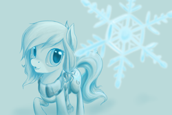 Size: 3600x2400 | Tagged: safe, artist:d-lowell, oc, oc only, oc:snowlight, pegasus, pony, clothes, female, limited palette, mare, open mouth, raised hoof, scarf, snow, snowflake, solo