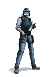 Size: 1200x1800 | Tagged: safe, artist:d-lowell, oc, oc only, oc:valkyrie, anthro, pegasus, clothes, crossover, female, gsg9, gun, handgun, helmet, looking at you, pistol, radio, rainbow six siege, simple background, solo, weapon, white background