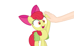 Size: 603x378 | Tagged: safe, artist:undeadponysoldier, imported from derpibooru, apple bloom, earth pony, pony, bag, female, filly, hand, high five, saddle bag, simple background, white background