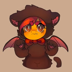 Size: 1000x1000 | Tagged: safe, artist:alizeh_marigold, imported from derpibooru, apple bloom, bat, earth pony, pony, clothes, costume, female, filly, halloween, halloween costume, holiday, solo