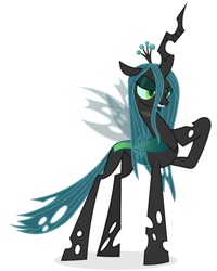 Size: 960x1200 | Tagged: safe, artist:kinky utterances, imported from derpibooru, queen chrysalis, changeling, goo, pony, audio porn, crown, female, human to changeling, human to pony, hypnosis, jewelry, latex, regalia, simple background, solo, thumbnail, transformation, video at source, white background