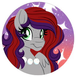 Size: 1223x1240 | Tagged: safe, artist:missbramblemele, imported from derpibooru, oc, oc only, oc:evening prose, pegasus, pony, female, freckles, jewelry, mare, necklace, pearl necklace, solo