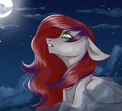 Size: 2200x2000 | Tagged: safe, artist:deadoyster, imported from derpibooru, oc, oc only, oc:evening prose, pegasus, pony, female, freckles, high res, jewelry, mare, moon, necklace, pearl necklace, solo