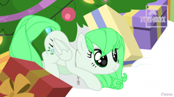 Size: 1920x1079 | Tagged: safe, artist:tosh03x, imported from derpibooru, oc, oc only, oc:sparrow gale, pegasus, pony, christmas, female, green mane, holiday, jewelry, mare, necklace, pegasus oc, solo