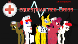 Size: 1024x576 | Tagged: safe, artist:shafiqhafizi70, imported from derpibooru, oc, oc only, earth pony, pony, unicorn, doctor, equestria, female, indonesia, indonisty, logo, malaysia, male, mare, nurse, photo, ponified, red cross, stallion, unamused, waving arms