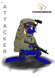 Size: 2480x3508 | Tagged: safe, artist:cunben_mapleleaf, imported from derpibooru, oc, oc:morningbreeze, pony, backpack, clothes, escape from tarkov, gun, high res, rifle, vest, weapon
