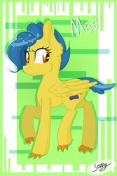 Size: 2000x3000 | Tagged: safe, artist:herusann, imported from derpibooru, oc, oc only, pony, abstract background, eyelashes, female, high res, signature, smiling, wings