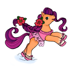 Size: 2805x2805 | Tagged: safe, artist:vernorexia, imported from derpibooru, sunny starscout, earth pony, pony, ballerina, ballet slippers, braid, christmas, christmas card, clothes, colored, dancing, female, g1, g5, g5 to g1, high res, holiday, implied tail hole, leotard, my little pony: a new generation, poinsettia, render, silky slipper, simple background, snow, solo, transparent background, tutu, vintage, winter