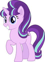 Size: 2177x3000 | Tagged: safe, artist:frownfactory, imported from derpibooru, starlight glimmer, pony, unicorn, the cutie map, egalitarianism, equal cutie mark, evil starlight, female, grin, high res, horn, mare, raised hoof, s5 starlight, simple background, smiling, solo, transparent background, vector