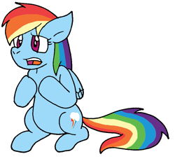 Size: 811x777 | Tagged: safe, artist:cmara, imported from derpibooru, rainbow dash, pegasus, pony, female, mare, open mouth, raised hoof, simple background, sitting, solo, white background