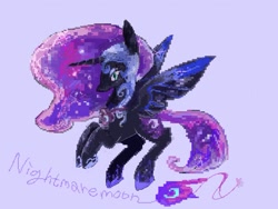 Size: 1285x968 | Tagged: safe, artist:laurasrxfgcc, imported from derpibooru, nightmare moon, alicorn, pony, female, mare, pixel art, solo
