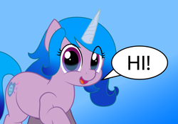 Size: 6417x4500 | Tagged: safe, artist:blue-vector, imported from derpibooru, izzy moonbow, pony, unicorn, female, g5, looking at you, mare, my little pony: a new generation, simple background, smiling, solo, talking to viewer
