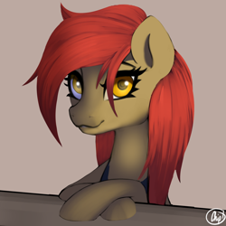 Size: 2000x2000 | Tagged: safe, artist:plaguemare, imported from derpibooru, oc, oc only, oc:dala vault, earth pony, pony, bust, female, high res, looking at you, mare, portrait, smiling, smiling at you, solo
