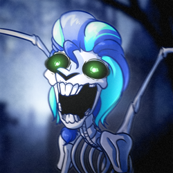 Size: 1000x1000 | Tagged: safe, artist:witchtaunter, imported from derpibooru, oc, oc only, pegasus, pony, skeleton pony, undead, bone, commission, glowing, glowing eyes, halloween, holiday, nightmare fuel, skeleton, solo