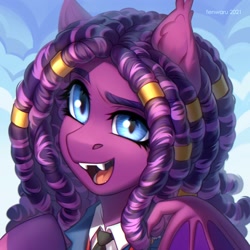 Size: 2000x2000 | Tagged: safe, artist:fenwaru, imported from derpibooru, oc, oc only, oc:rosé voltshot, bat pony, pony, bat pony oc, dreadlocks, high res, solo