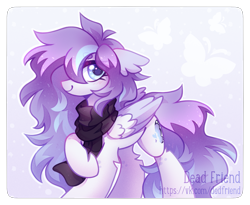 Size: 2769x2272 | Tagged: safe, artist:dedfriend, imported from derpibooru, oc, oc only, oc:butterfly effect, pegasus, pony, clothes, high res, scarf, solo