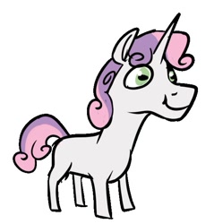 Size: 571x597 | Tagged: safe, artist:heretichesh, imported from derpibooru, sweetie belle, pony, unicorn, blank flank, female, filly, hoers, rectangular pupil, simple background, smiling, solo, transparent background