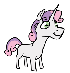 Size: 571x597 | Tagged: safe, artist:heretichesh, imported from derpibooru, sweetie belle, pony, unicorn, blank flank, female, filly, hoers, rectangular pupil, simple background, smiling, solo, transparent background