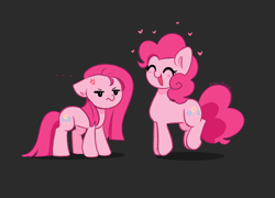 Size: 6800x4900 | Tagged: safe, artist:kittyrosie, imported from derpibooru, pinkie pie, earth pony, pony, ..., cross-popping veins, cute, cuteamena, diapinkes, duality, eyes closed, floating heart, floppy ears, grumpy, heart, open mouth, open smile, pinkamena diane pie, pinkie pie is not amused, self paradox, self ponidox, smiling, unamused