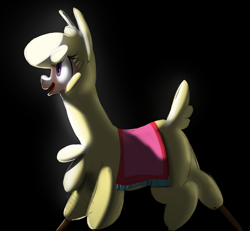 Size: 2340x2160 | Tagged: safe, artist:hitsuji, imported from derpibooru, alpaca, them's fightin' herds, black background, blanket, community related, happy, high res, paprika (tfh), simple background, solo