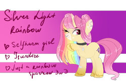 Size: 728x475 | Tagged: safe, artist:just-silvushka, imported from derpibooru, oc, oc only, pony, unicorn, choker, female, mare, multicolored hair, one eye closed, rainbow hair, simple background, solo, transparent background, unshorn fetlocks, wink