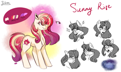 Size: 3000x1800 | Tagged: safe, artist:just-silvushka, imported from derpibooru, oc, oc only, pony, unicorn, bust, female, horn, mare, offspring, parent:oc:eclipse, parent:sunset shimmer, parents:canon x oc, reference sheet, smiling, unicorn oc