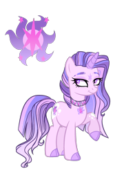 Size: 1800x2500 | Tagged: safe, artist:just-silvushka, imported from derpibooru, oc, oc only, pony, unicorn, base used, choker, cloven hooves, colored hooves, female, horn, magical lesbian spawn, mare, offspring, parent:princess celestia, parent:twilight sparkle, parents:twilestia, simple background, smiling, solo, transparent background, unicorn oc