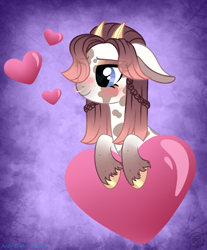 Size: 2605x3145 | Tagged: safe, artist:108-zeroforce, artist:starshade, imported from derpibooru, oc, oc only, oc:hazel twist, cow, pony, base used, commission, female, gradient background, heart eyes, high res, horn, mare, solo, wingding eyes, ych result