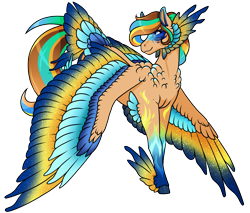 Size: 2905x2480 | Tagged: safe, artist:oneiria-fylakas, imported from derpibooru, oc, oc only, oc:blue fire, pegasus, pony, colored wings, high res, multicolored wings, rainbow power, simple background, solo, tail, tail feathers, transparent background, wings