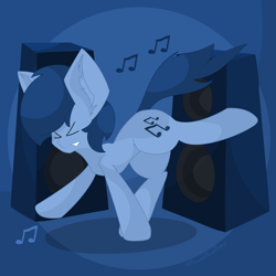 Size: 2100x2100 | Tagged: safe, artist:parabellumpony, imported from derpibooru, blues, noteworthy, earth pony, pony, dancing, high res, music notes, solo, speaker