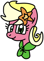 Size: 730x1000 | Tagged: safe, artist:jadeharmony, imported from derpibooru, oc, oc only, oc:floral fragrance (ice1517), earth pony, pony, icey-verse, bust, female, flower, flower in hair, magical lesbian spawn, mare, offspring, parent:carrot top, parent:roseluck, parents:carrotluck, simple background, solo, transparent background