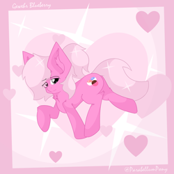 Size: 2100x2100 | Tagged: safe, artist:parabellumpony, imported from derpibooru, oc, oc only, oc:gewehr blueberry, earth pony, pony, heart, high res, holiday, pink mane, simple background, solo, valentine, valentine's day