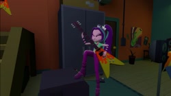 Size: 1024x575 | Tagged: safe, artist:undeadponysoldier, imported from ponybooru, aria blaze, equestria girls, 3d, amplifier, eyes closed, gmod, guitar, happy, hardcore, jamming out, metal as fuck, musical instrument, rock and roll, rock on, sunset's apartment