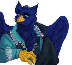 Size: 5595x5000 | Tagged: safe, artist:junne catt, imported from derpibooru, oc, oc only, oc:eid, griffon, chest fluff, clothes, griffon oc, male, simple background, smiling, solo, transparent background