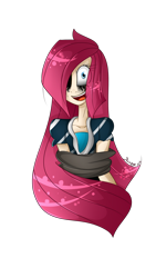 Size: 1836x3264 | Tagged: safe, artist:herusann, imported from derpibooru, pinkie pie, human, :d, clothes, female, humanized, makeup, open mouth, open smile, pinkamena diane pie, running makeup, simple background, smiling, solo, transparent background