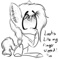 Size: 1258x1247 | Tagged: safe, artist:beamybutt, imported from derpibooru, oc, oc only, oc:chaos, earth pony, pony, ear fluff, earth pony oc, eyelashes, female, lineart, mare, monochrome, simple background, solo, talking, white background