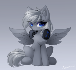 Size: 5424x5000 | Tagged: safe, artist:airiniblock, imported from derpibooru, oc, oc only, pegasus, pony, female, gradient background, headphones, rcf community, solo