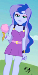 Size: 736x1449 | Tagged: safe, artist:flutteryaylove, edit, edited screencap, imported from derpibooru, screencap, princess luna, equestria girls, clothes, dress, female, smiling, solo, vice principal luna