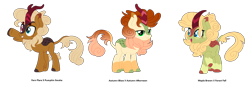 Size: 1576x537 | Tagged: safe, artist:tragedy-kaz, imported from derpibooru, oc, kirin, heterochromia, kirin oc, offspring, parent:autumn afternoon, parent:autumn blaze, parent:fern flare, parent:forest fall, parent:maple brown, parent:pumpkin smoke, simple background, transparent background