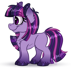 Size: 896x848 | Tagged: safe, artist:millefaller, imported from derpibooru, twilight sparkle, earth pony, pony, colored hooves, ear fluff, earth pony twilight, eyelashes, female, missing cutie mark, signature, simple background, smiling, solo, unshorn fetlocks, white background