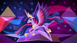 Size: 3840x2160 | Tagged: safe, artist:laszlvfx, artist:negatif22, edit, imported from derpibooru, twilight sparkle, alicorn, pony, the last problem, colored wings, female, high res, multicolored wings, older, older twilight, princess twilight 2.0, solo, twilight sparkle (alicorn), wallpaper, wallpaper edit, wings