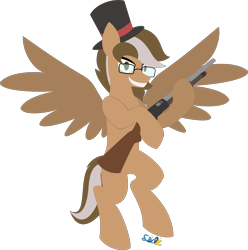 Size: 4317x4348 | Tagged: safe, artist:samsailz, imported from derpibooru, oc, oc only, pegasus, pony, crazed, crazy face, faic, flying, glasses, gun, hat, insanity, male, pegasus oc, shotgun, simple background, solo, top hat, transparent background, weapon, wings