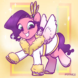 Size: 2048x2048 | Tagged: safe, artist:pfeffaroo, imported from derpibooru, pipp petals, pegasus, pony, adorapipp, bathrobe, clothes, cute, female, g5, grin, high res, looking at you, mare, my little pony: a new generation, robe, smiling, smiling at you, solo, spread wings, standing on two hooves, wings