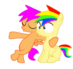Size: 1153x1098 | Tagged: safe, artist:johnnybro288, imported from derpibooru, oc, oc:skippy rush, oc:smartie rush, pegasus, pony, derpibooru community collaboration, 2023 community collab, bipedal, duo, duo male, eyes closed, male, o mouth, simple background, sitting, transparent background