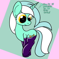 Size: 2000x2000 | Tagged: safe, artist:dafiltafish, imported from derpibooru, lyra heartstrings, pony, unicorn, clothes, female, mare, socks, solo, text, thought bubble